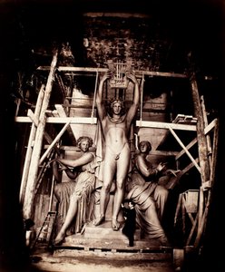 Bildhauer Amié Millet mit Apollo, der Tanz und Poesie krönt, Modell in Originalgröße für eine Bronzestatue